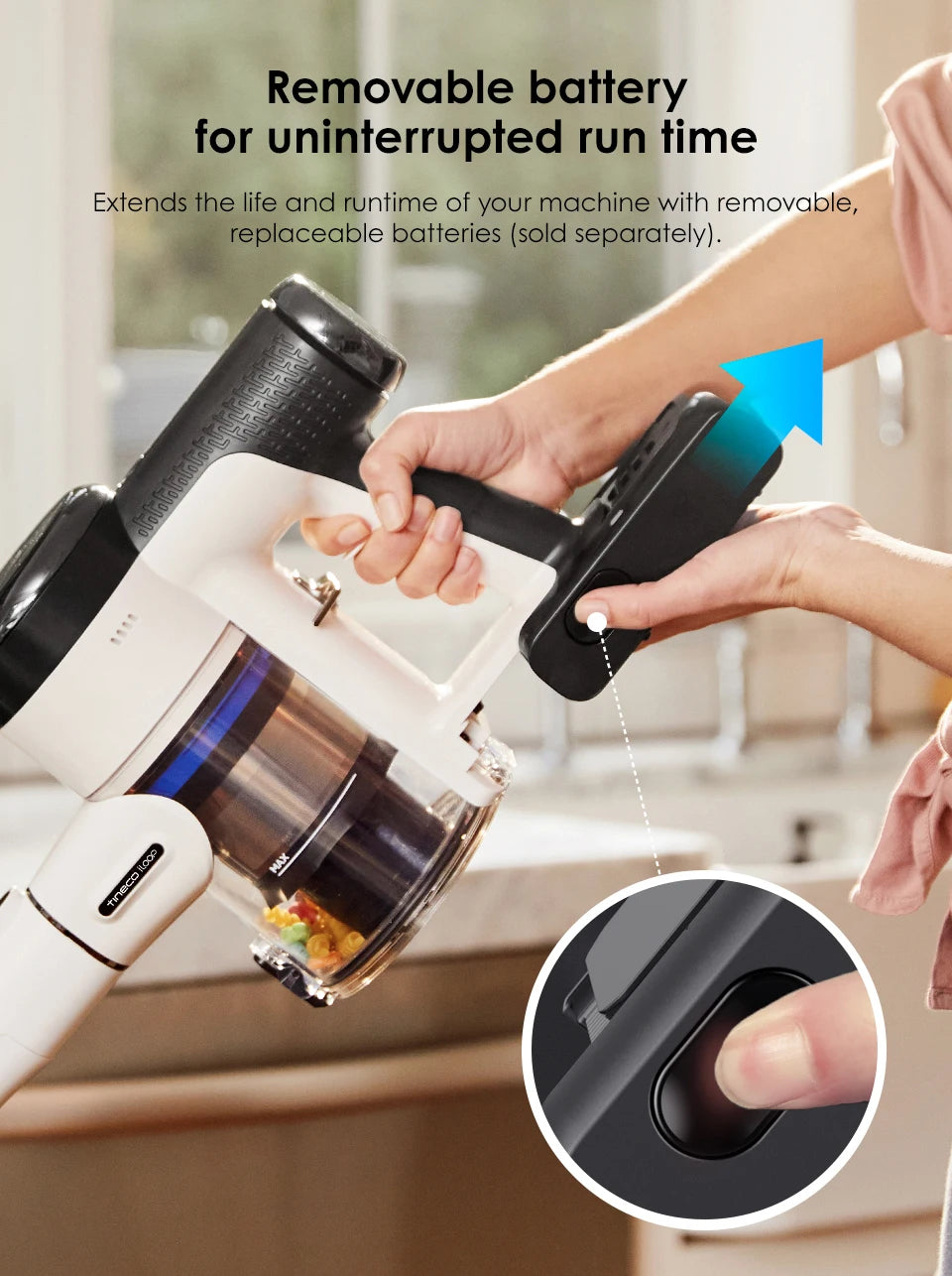 Tineco Pure One S15 Ess Smart Cordless Vacuum Cleaner Stick Brush Deep Clean Hard Floor Carpets Pet Hair Clean LED Light