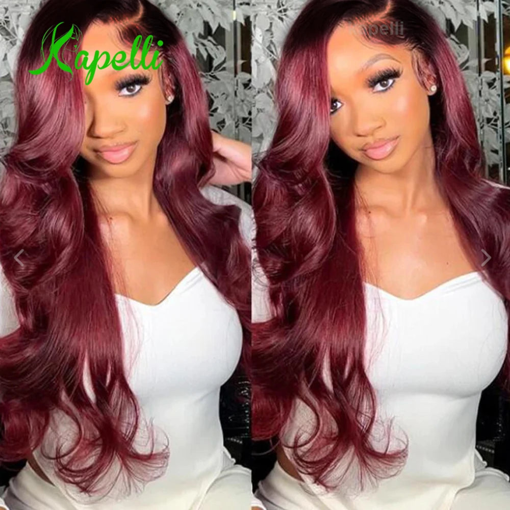 1B99J Body Wave Bundles With Closure Brazilian Human Hair Weave 4x4 Lace Closure 3/4 Bundles Remy Hair Extensions