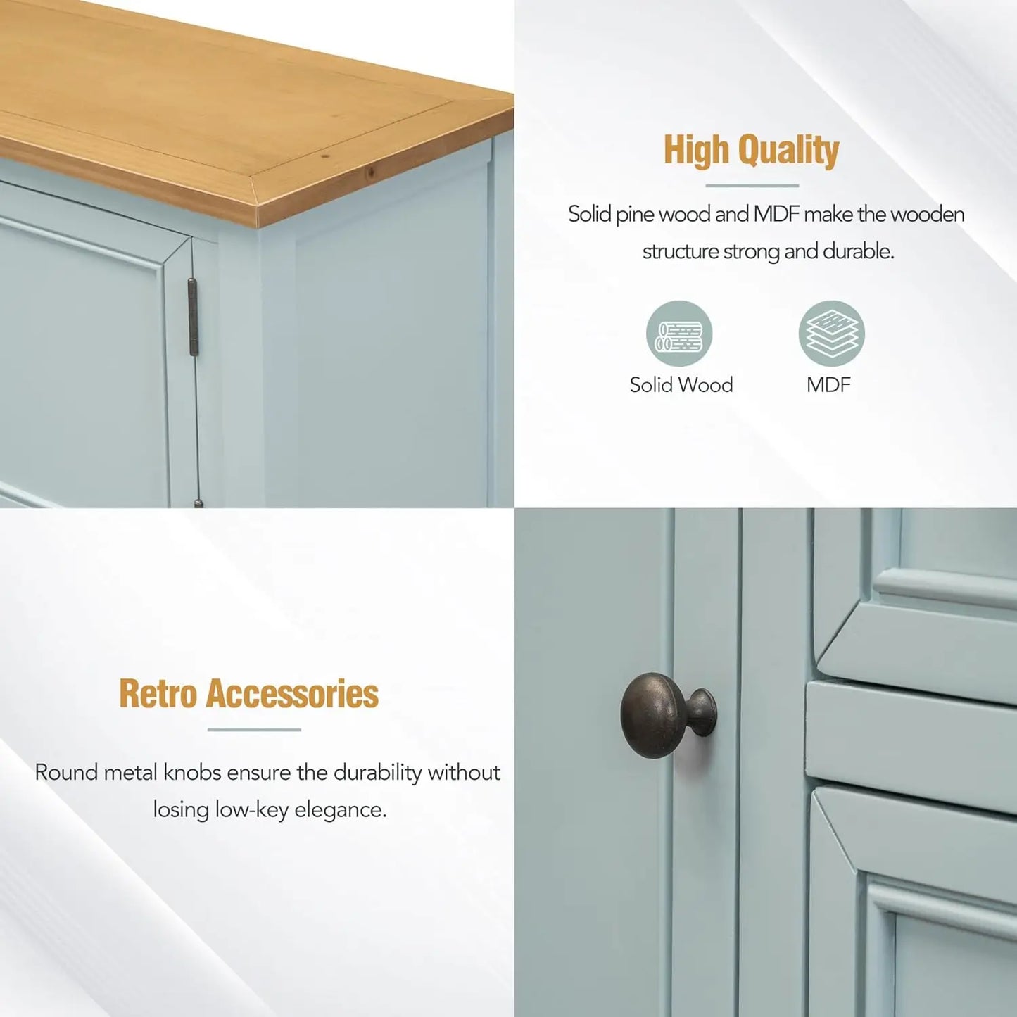 Console Table Sideboard Sofa Entryway Side Table Furniture with Six Drawers and Bottom Shelf for Living Room Home Decor