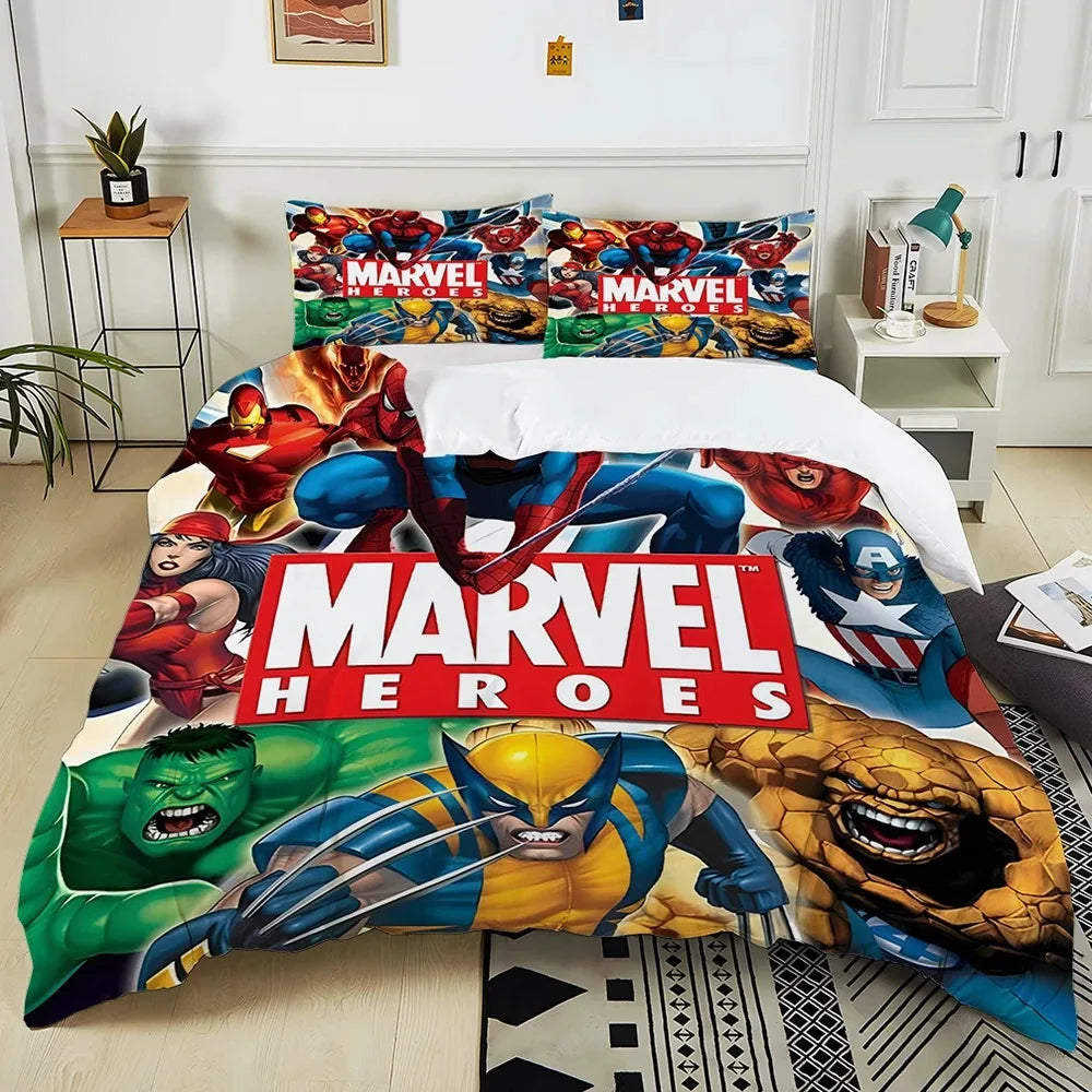 Marvel Bedding Set Superhero Cartoon Duvet Cover Pillow Case