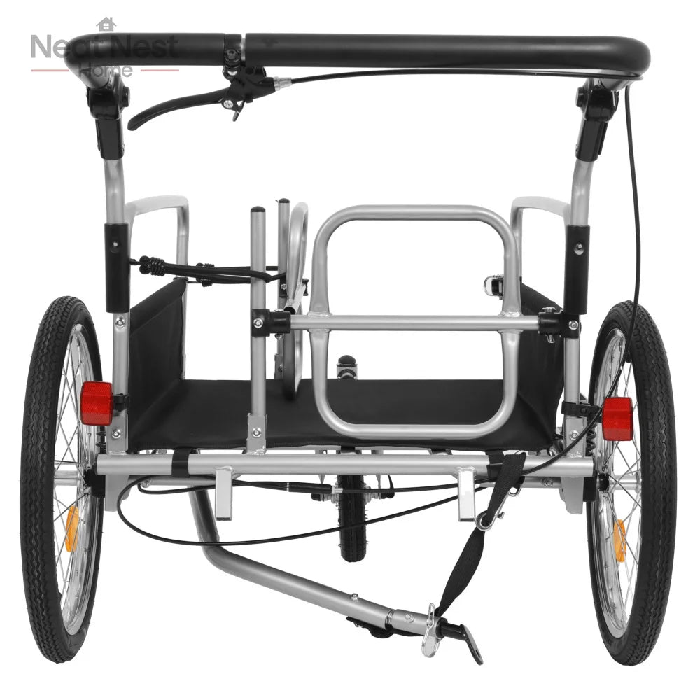3-in-1 Heavy Duty Bike Cargo Trailer E-Bike Compatible Steel Frame Convertible Stroller and Pull Cart with Suspension Accessories
